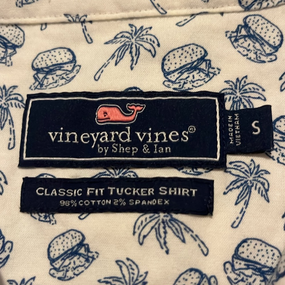 Vineyard vines TUCKER shirt Men's Blue Crab Print short sleeve summer SMALL EUC